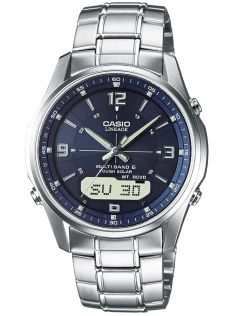 Reloj solar radio controlado Casio Wave Ceptor de acero azul y cristal de zafiro | LCW-M100DSE-2AER