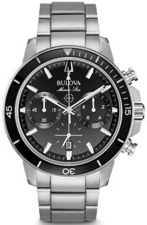 Cronógrafo para hombre Bulova Marine Star con esfera negra y 200m de resistencia al agua | 96B272