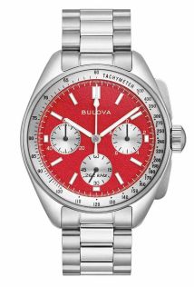 Edición limitada cronógrafo de Bulova con esfera roja y correa de cuero adicional - Lunar Pilot Blood Moon | 96K115