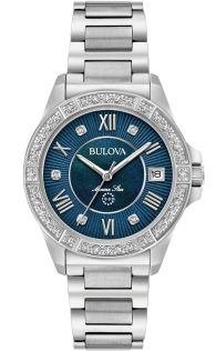 Bulova Marine Star reloj de mujer con esfera de nácar azul y diamantes auténticos | 96R215