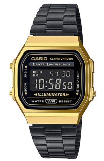 Reloj digital retro negro y dorado | A168WEGB-1BEF
