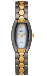 Inex Ladies 11 Diamonds Two-Tone Titanium Sapphire Petite 20mm