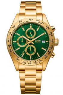 Inex Mens 100m Golden Green Chronograph 40mm