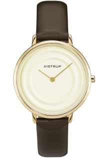 Elegante reloj de mujer con efecto de movimiento y acabado dorado de la serie Aistrup Raindrop con correa de cuero marrón | AIW7724