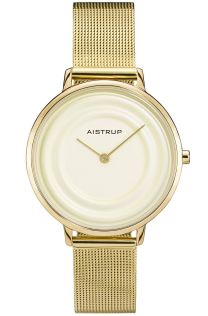Exclusivo reloj de mujer con efecto de anillos de agua crema y correa de malla en acabado dorado de la colección Aistrup Raindrop | AIW7704
