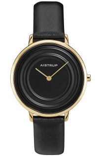 Elegante reloj de mujer con efecto de anillo de agua negro y acabado dorado de la colección Aistrup Raindrop en 35mm | AIW7710
