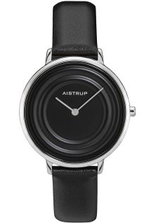 Exclusivo reloj de mujer negro con efecto de anillos de agua y correa de cuero negro a juego de la colección Aistrup Raindrop | AIW7716