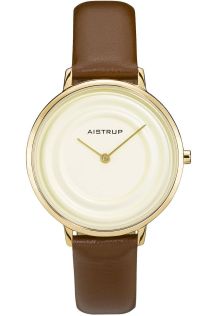 Elegante reloj de mujer con efecto de anillos de agua color crema y acabado dorado de la exclusiva colección Aistrup Raindrop | AIW7718