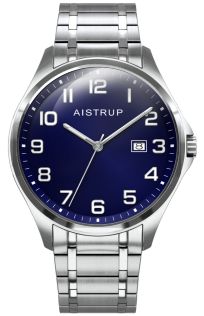 Reloj de hombre de titanio con esfera azul, números grandes y claros y visualización de fecha en brazalete de titanio de la colección Aistrup Titanium Sapphire | AIW7903