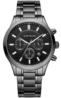 Exclusivo reloj de hombre en acero negro con revestimiento iónico con función de cronógrafo y brazalete negro a juego de la colección Aistrup Classic Sapphire | AIW8003