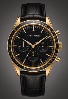 Aistrup AIW8701 Classic Sapphire Chronograph reloj de hombre con esfera negra y detalles dorados | AIW8701