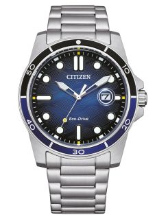 Citizen Eco-Drive reloj de hombre en acero | Esfera azul con bisel de buceo | AW1810-85L