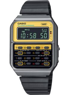 Reloj calculadora vintage Casio con pantalla amarilla y diseño Heritage | CA-500WEGG-9BEF