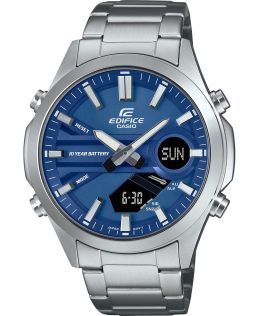 Reloj Casio Edifice con esfera azul y World Time 100M de acero | EFV-C120D-2AEF