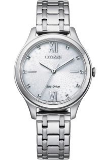 Citizen elegante reloj de mujer con Eco-Drive y esfera con patrón en acero inoxidable | EM0500-73A
