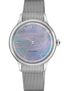 Citizen elegante reloj de mujer con Eco-Drive y esfera de nácar en correa de malla | EM0810-84N