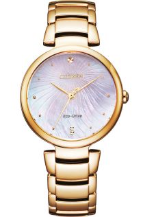 Citizen Eco-Drive reloj de mujer en oro rosa con esfera de nácar | EM0853-81Y