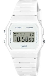 Reloj digital clásico Casio blanco con correa de base biológica | F-91WB-7AEF