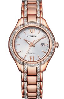 Citizen Silhouette Crystal reloj de mujer con Eco-Drive y cristales en PVD rosado | FE1233-52A