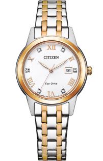 Citizen Eco-Drive reloj de mujer en acero bicolor con índices de cristal y tecnología solar | FE1246-85A