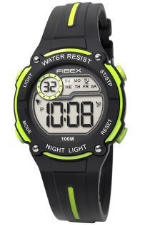 Reloj deportivo negro-neón resistente agua | FIBEX76IP007