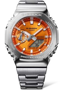 Reloj G-Shock metálico con esfera naranja y bisel de acero inoxidable 200M | GM-2110D-4AER