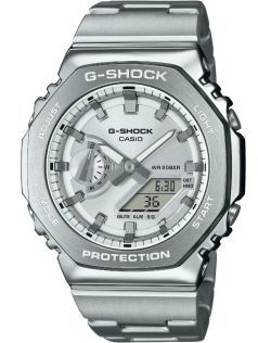 Reloj G-Shock metálico plateado de acero premium con perfil delgado 200M | GM-2110D-7AER