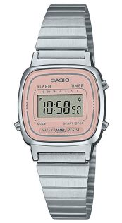 Reloj digital Casio Retro Chic con esfera rosa y pulsera de eslabones oblongos | LA670WEA-4A2EF