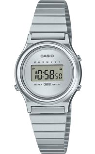 Reloj digital ultradelgado Casio Vintage plateado para dama | LA700WE-7AEF