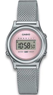 Reloj digital rosa Casio con esfera Sunray y correa de malla vintage | LA700WEM-4AEF