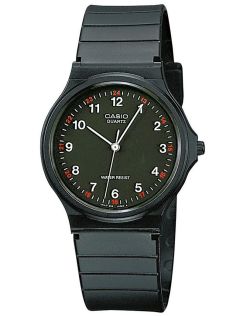 Reloj analógico Casio con esfera negra y números arábigos | MQ-24-1BLLEG