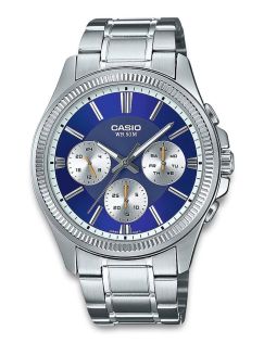 Reloj Casio de acero inoxidable con esfera azul y pantalla de día-fecha para hombre | MTP-1375PD-2A1VEF