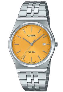 Reloj Casio retro amarillo con diseño vintage minimalista y pantalla de fecha | MTP-B145D-9AVEF