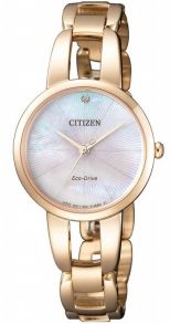 Citizen elegante reloj de mujer con Eco-Drive y esfera de nácar en rosé PVD | EM0433-87D