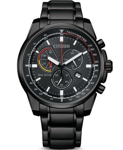 Citizen Eco-Drive cronógrafo en acero negro | Cronógrafo deportivo con taquímetro | AT1195-83E