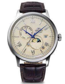 Orient Mens Steel Ivory Moon-Phase Automatic 41mm
