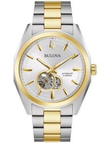 Reloj automático para hombre Bulova Surveyor con mecanismo visible y brazalete de acero bicolor | 98A284