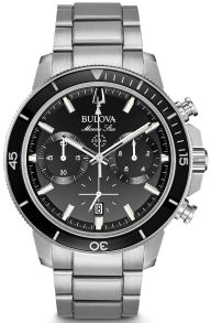 Cronógrafo para hombre Bulova Marine Star con esfera negra y 200m de resistencia al agua | 96B272