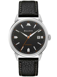 Bulova Frank Sinatra Summer Wind reloj automático con esfera negra y correa de cuero | 96B381