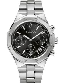 Reloj deportivo para hombre de Bulova con cronógrafo y esfera negra en acero inoxidable - Classic Collection | 96B410