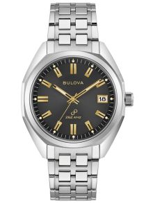 Elegante reloj de hombre de Bulova con movimiento de cuarzo de alta precisión y detalles dorados - diseño vintage Jet Star | 96B415