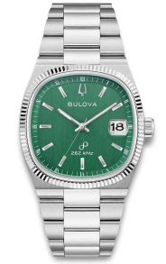Reloj de hombre inspirado en el retro de Bulova con esfera verde y movimiento de cuarzo de alta precisión - Super Seville Collection | 96B439