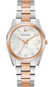 Bulova Surveyor reloj de mujer con esfera de nácar, diamantes y brazalete bicolor de acero | 98P207
