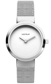 Reloj de mujer clásico minimalista con esfera blanca y correa de malla de acero inoxidable en diseño escandinavo atemporal | AIW7610