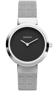 Elegante reloj de mujer con esfera negra y correa de malla de acero inoxidable para la mujer moderna | AIW7611