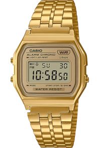 Reloj digital dorado Casio Vintage con cronómetro y malla tono dorado | A158WETG-9AEF