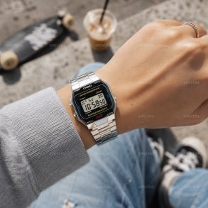 Reloj digital retro de acero inoxidable | A163WA-1QES