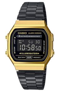 Reloj digital retro negro y dorado | A168WEGB-1BEF