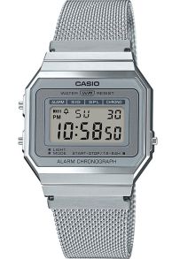Reloj digital vintage Casio con correa de malla y caja ultradelgada | A700WEM-7AEF