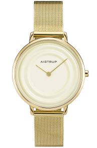 Exclusivo reloj de mujer con efecto de anillos de agua crema y correa de malla en acabado dorado de la colección Aistrup Raindrop | AIW7704